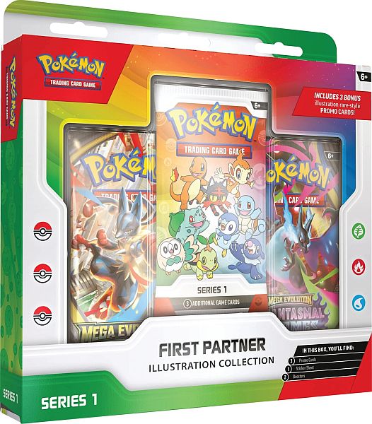 Pokémon TCG First Partner Illustration Collection Series 1 – Promo Kort + 2 Booster Packs