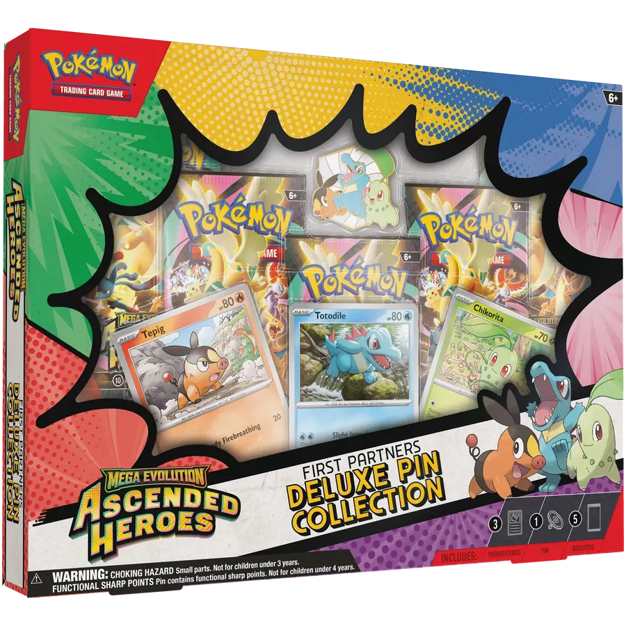 Pokémon TCG Mega Evolution: Ascended Heroes Deluxe Pin Collection – First Partners (5 Booster Packs + Promo & Pin)