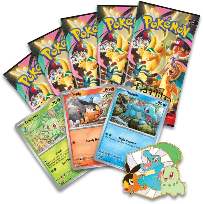 Pokémon TCG Mega Evolution: Ascended Heroes Deluxe Pin Collection – First Partners (5 Booster Packs + Promo & Pin) – billede 2